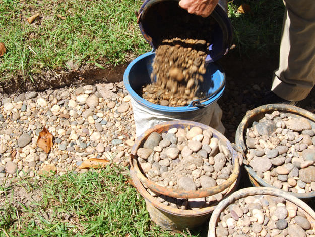 Filling the Earthbags