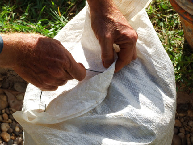 Filling the Earthbags