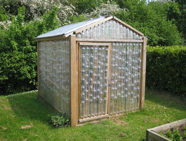 Recycled bottle greenhouse